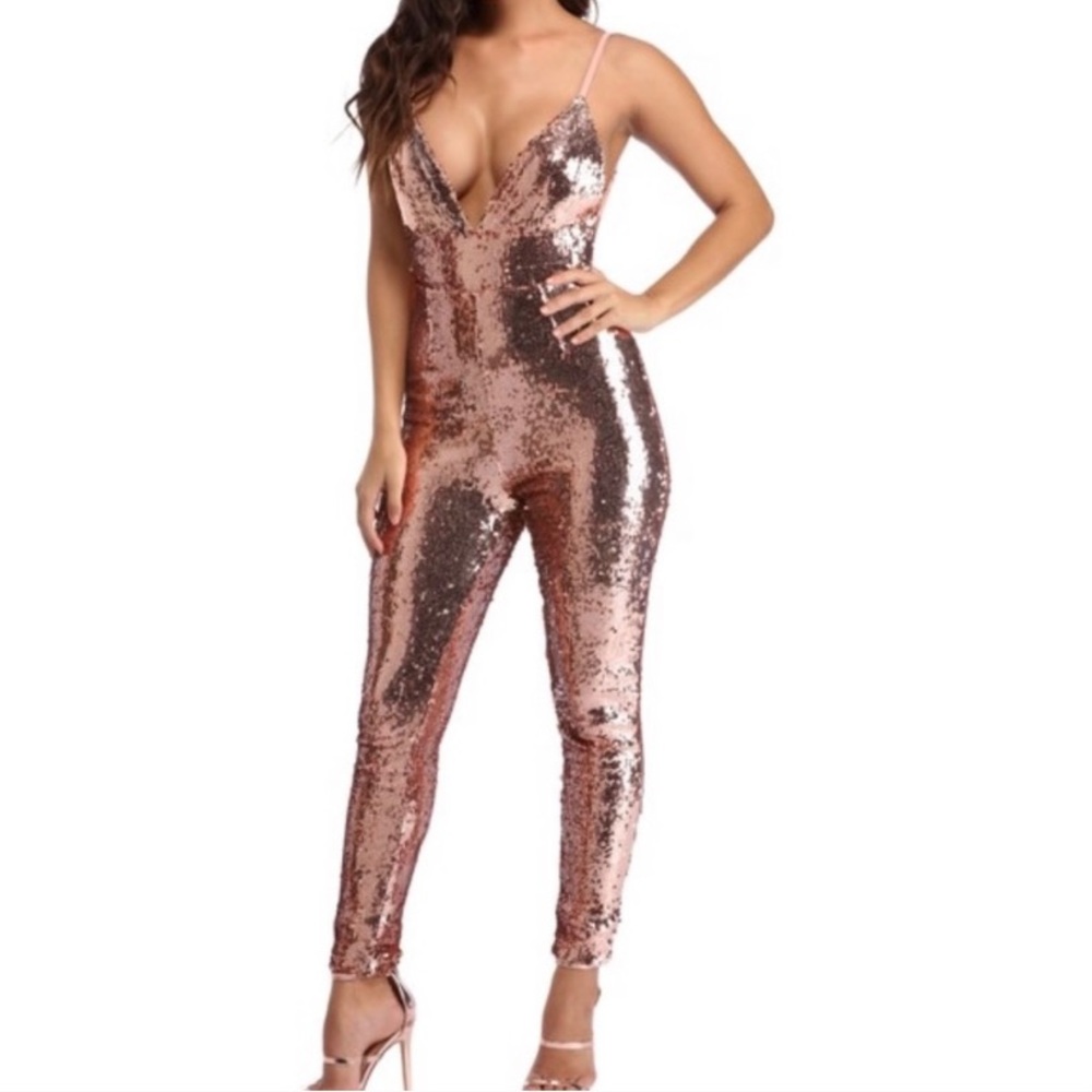 WINDSOR | Rose Gold Sequin Jumpsuit